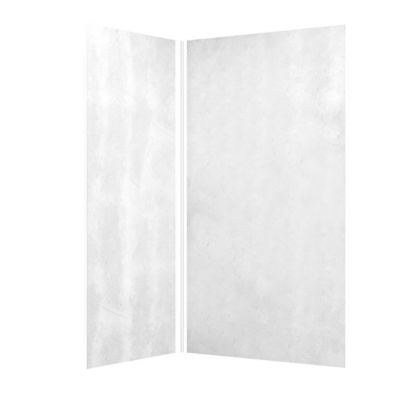 Pack de 2 panneaux muraux de salle de bains, blanc effet pierre avec profilés chromés, l.120+90 x H.210 x P.0,3 cm, Galedo Homestone