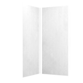 Pack de 2 panneaux muraux de salle de bains, blanc effet pierre avec profilés chromés, l.90+90 x H.210 x P.2 cm, Galedo Homestone