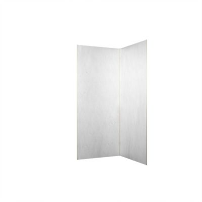 Pack de 2 panneaux muraux de salle de bains, blanc effet pierre avec profilés dorés, l.90+90 x H.210 x P.0,3 cm, Galedo Homestone