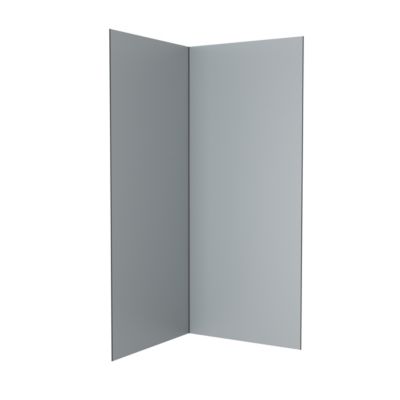 Pack de 2 panneaux muraux de salle de bains, gris avec profilés noirs, l.90+90 x H.210 x P.0,3 cm, Galedo Alucolors