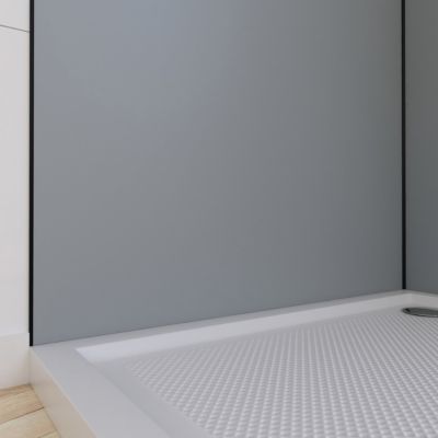 Pack de 2 panneaux muraux de salle de bains, gris avec profilés noirs, l.90+90 x H.210 x P.0,3 cm, Galedo Alucolors