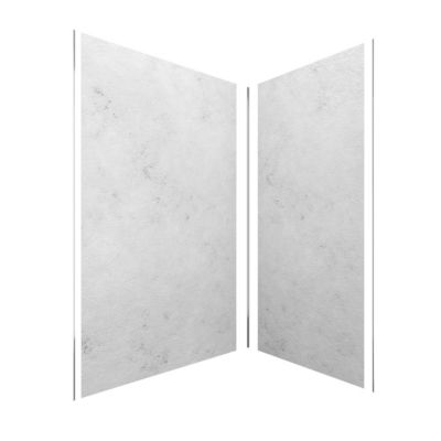 Pack de 2 panneaux muraux de salle de bains, gris effet pierre avec profilés chromés, l.120+90 x H.210 x P.0,3 cm, Galedo Homestone