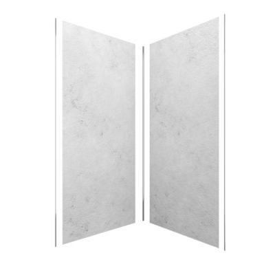 Pack de 2 panneaux muraux de salle de bains, gris effet pierre avec profilés chromés, l.90+90 x H.210 x P.0,3 cm, Galedo Homestone