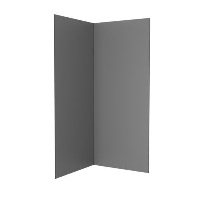 Pack de 2 panneaux muraux de salle de bains, gris foncé avec profilés noirs, l.90+90 x H.210 x P.0,3 cm, Galedo Alucolors