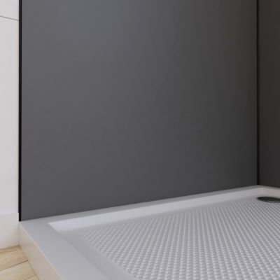Pack de 2 panneaux muraux de salle de bains, gris foncé avec profilés noirs, l.90+90 x H.210 x P.0,3 cm, Galedo Alucolors