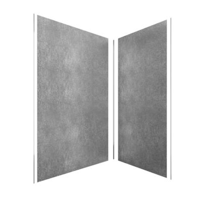 Pack de 2 panneaux muraux de salle de bains, gris foncé effet pierre avec profilés chromés, l.120+90 x H.210 x P.0,3 cm, Galedo Homestone