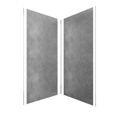 Pack de 2 panneaux muraux de salle de bains, gris foncé effet pierre avec profilés chromés, l.90+90 x H.210 x P.0,3 cm, Galedo Homestone