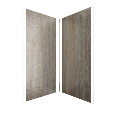 Pack de 2 panneaux muraux de salle de bains, marron effet pierre avec profilés chromés, l.90+90 x H.210 x P.0,3 cm, Galedo Homestone