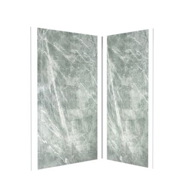 Pack de 2 panneaux muraux de salle de bains, vert effet pierre avec profilés chromés, l.120+90 x H.210 x P.0,3 cm, Galedo Homestone