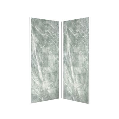 Pack de 2 panneaux muraux de salle de bains, vert effet pierre avec profilés chromés, l.90+90 x H.210 x P.0,3 cm, Galedo Homestone