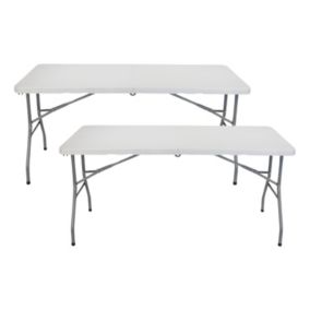 Pack de 2 Tables Pliantes 150cm Rectangulaire Blanche Catering 7house