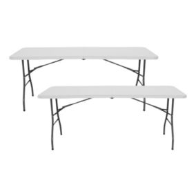 Pack de 2 Tables Pliantes 240cm Rectangulaire Blanche Catering 7house