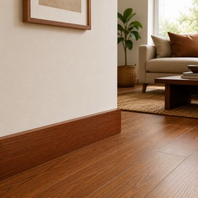 Pack de 20 lames de plinthe plaquée en bois de sapelli à arêtes vives 12x70x2440 mm