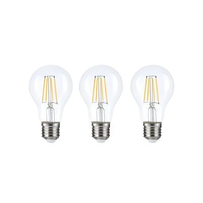 Pack de 3 Ampoules LED E27 A60 3.8W Filament Classe Énergétique A 210lm/W - Blanc Chaud 2300K - 3500K - SILAMP