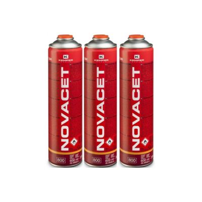 Pack de 3 Cartouches de gaz 330gr NOVACET Butane propane mix 600ml Valve 7/16 KEMPER