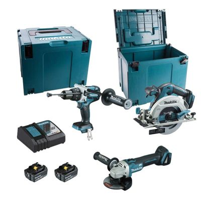 Pack de 3 machines 18V (DHP481 + DGA506 + DHS680Z) + 2 batteries 5Ah + chargeur en coffret MAKPAC - MAKITA - DLX3095PTJ