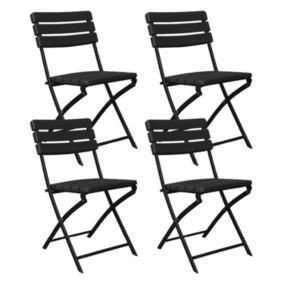 Pack de 4 chaises pliantes effet bois noir 55x46x81cm 7house