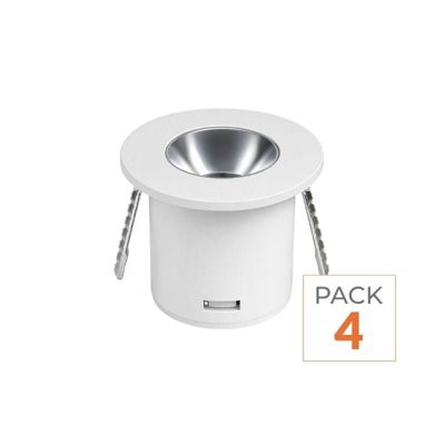 Pack de  4 - Mini Spot LED Encastrable 1W 90 degrés Rond Blanc - SILAMP