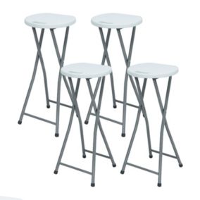 Pack de 4 tabourets hauts pliants blancs 30x76cm 7house