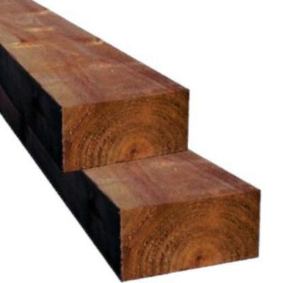 Pack de 4 traverse en bois de Pin Traité Marron 10x20x200 cm