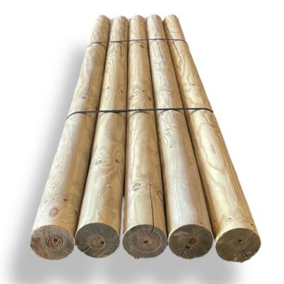 Pack de 5 poteaux ronds en pin traité et calibré de 120X1000 mm