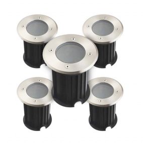 Pack de 5 Supports Spots Sol Encastrables GU5.3 DC12V étanche IP67 Rond - perçage 90mm Diffuseur Transparent