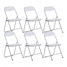 Pack de 6 chaises pliantes rembourrées Eleonor blanches 44x46x79cm 7house