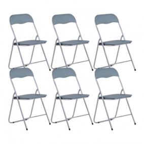 Pack de 6 chaises pliantes rembourrées Eleonor grises 44x46x79cm 7house