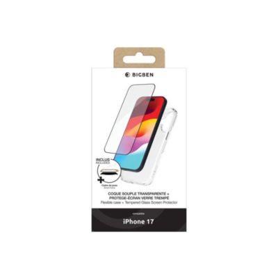 Pack de protection BIGBEN iPhone 17 - Coque TPU transparente + Verre trempé 2.5D 9H