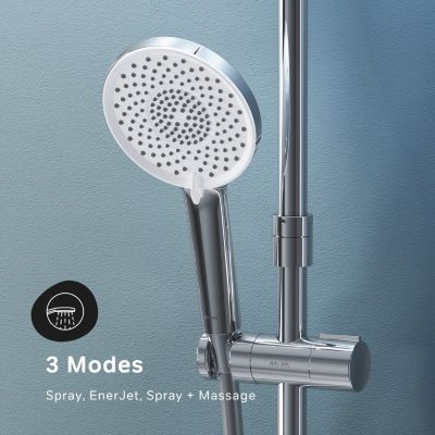 Pack douche thermostatique Chromé Tout-en-1 anti-brûlure + barre 70cm + pommeau 3 jets Simple Switch X-Joy