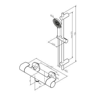 Pack douche thermostatique Chromé Tout-en-1 anti-brûlure + barre 70cm + pommeau 3 jets Simple Switch X-Joy