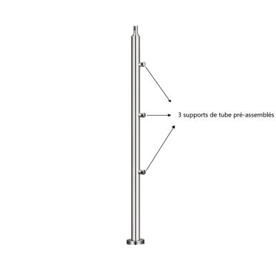 Pack garde-corps 1.8 m avec 3 barres en inox 304 argent installation verticale by AICA