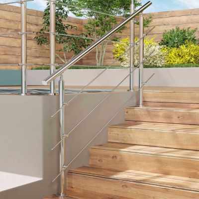 Pack garde-corps 1 m avec 3 barres en inox 304 argent installation verticale by AICA