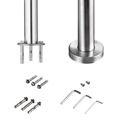 Pack garde-corps 1 m avec 3 barres en inox 304 argent installation verticale by AICA