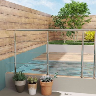 Pack garde-corps 2 m avec 3 barres en inox 304 argent installation verticale by AICA