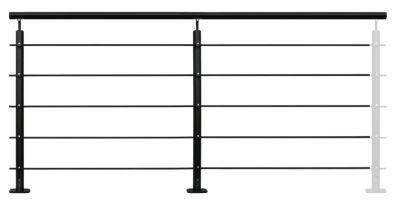 Pack garde-corps 2m Opaluminium noir pose à plat