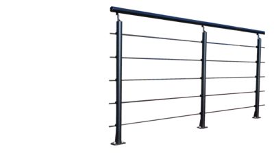 Pack garde-corps 2m Opaluminium noir pose à plat