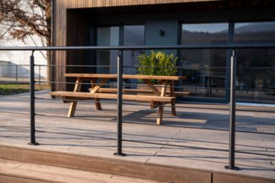 Pack garde-corps 2m Opaluminium noir pose à plat