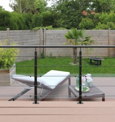 Pack garde-corps 2m Opaluminium noir pose à plat