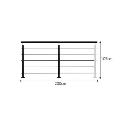 Pack garde-corps 2m Opaluminium noir pose à plat