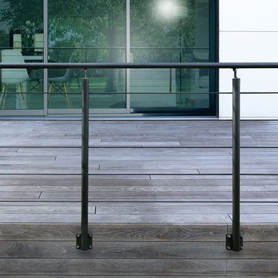 Pack garde-corps Opaluminium noir pose en applique 2m