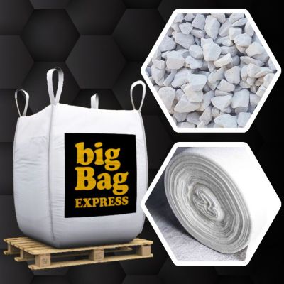 Pack Gravier Calcaire SUPER Blanc + Géotextile - 1 Big Bag de Gravier 6/14 mm (- 20M²) + Géotextile 25m2 - Livraison PREMIUM