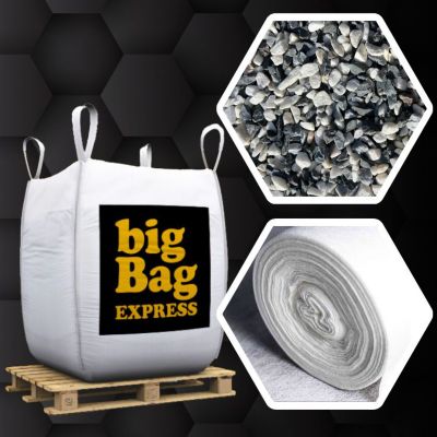 PACK Gravier Marbre Multicolore Sombre 8/16 mm + Géotextile - 5 Big Bag de Gravier (- 75m²) + Géotex 50m2 - Livraison PREMIUM
