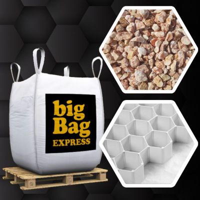 Pack Gravier Marbre Rose 6/9 mm + Plaques Alvéolaires 15M², Big Bag de 0,9m3 (+/- 1,3T) - Livraison PREMIUM
