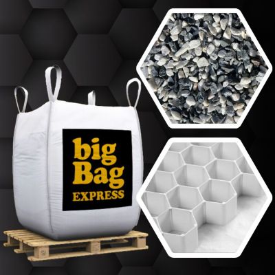 Pack Gravier Multicolore Sombre de Marbre 8/16 mm + Plaques Alvéolaires 45m², Big Bag de 0,75m3 (+/- 1t/bag) - Livraison PREMIUM
