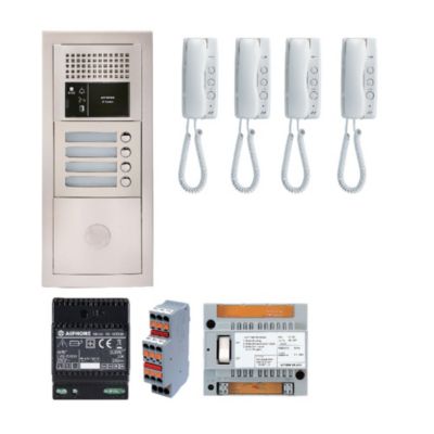 Pack Interphone Audio 4 Bp Avec 4 Postes Programmés