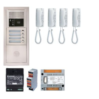 Pack Interphone Audio 4 Bp Avec 4 Postes Programmés