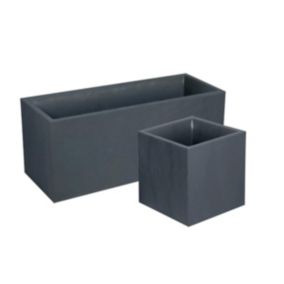 Pack Jardinière rectangulaire 100 x 40 x 43,5 cm + Jardinière carrée 40 cm - Gris Anthracite