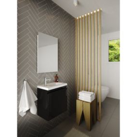 Pack lave mains avec miroir Porto Noir brillant - Marque allibert