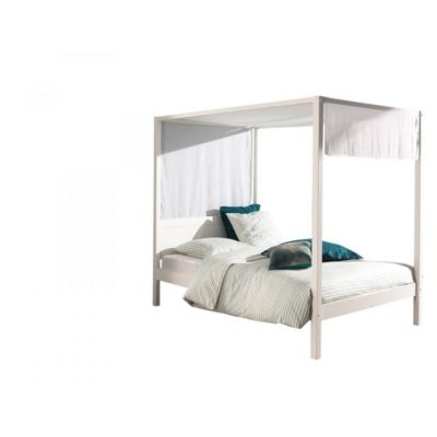 Pack - Lit à Baldaquin & Voile "Pino" 140x200cm Blanc